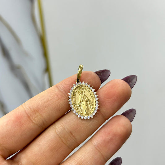 Dije Virgen Milagrosa 3.2gr 3.4cm Oro Amarillo Circones Italy